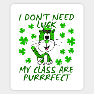 St. Patrick's Day Teacher Cat Magnet